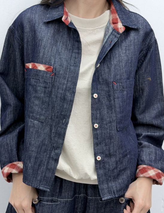 린넨배색데님셔츠자켓