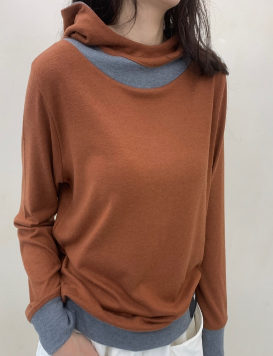 라인배색후드티