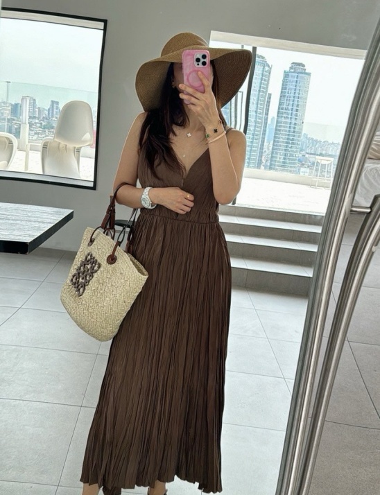 플리츠 슬리브 원피스