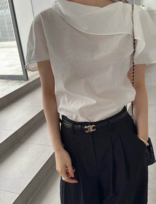 스카프 반팔 블라우스