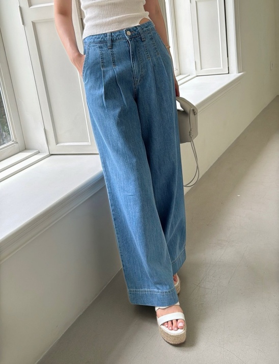 썸머 핀턱 와이드 데님