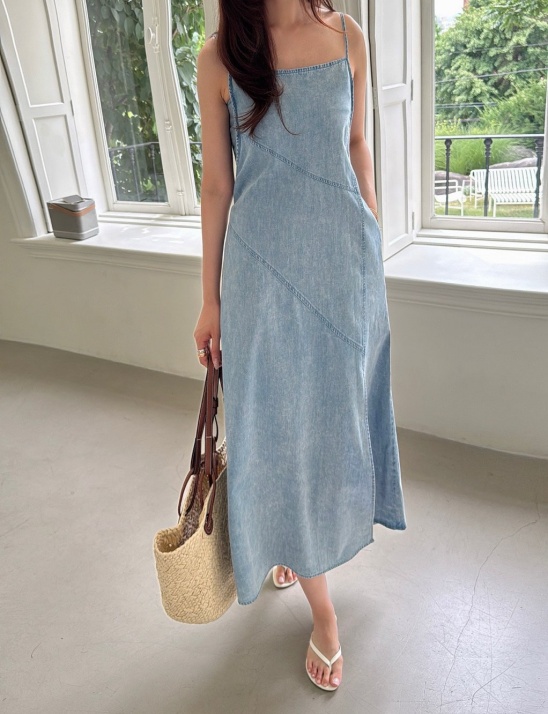 슬릿 데님 원피스