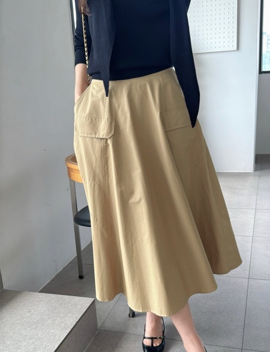 백밴딩 포켓 플레어 스커트