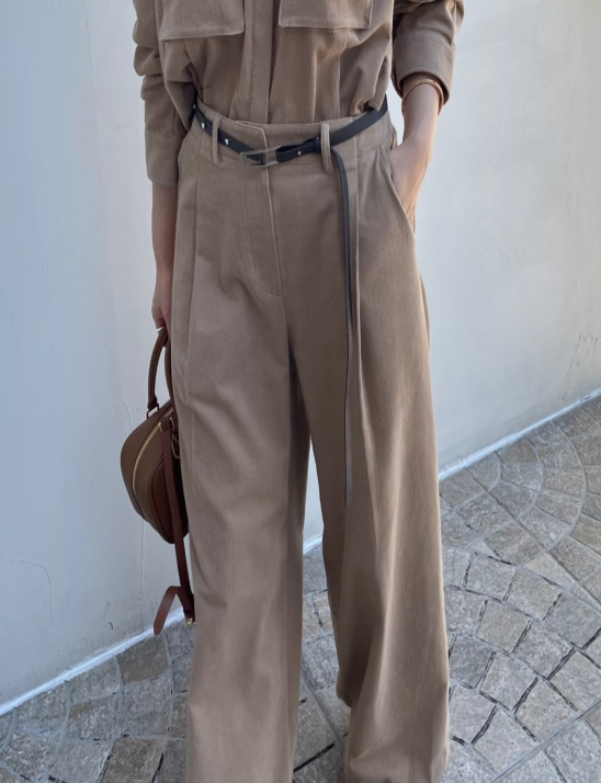 코듀로이핀턱와이드바지