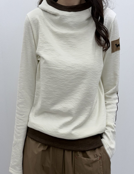 기모후드배색티