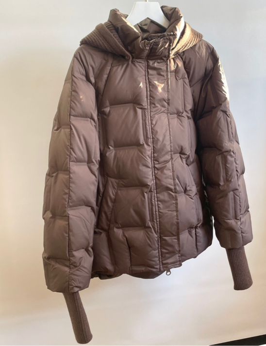 ​​니트후드구스다운패딩