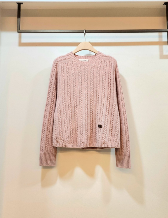 밍크 캐시 꽈배기 니트 탑