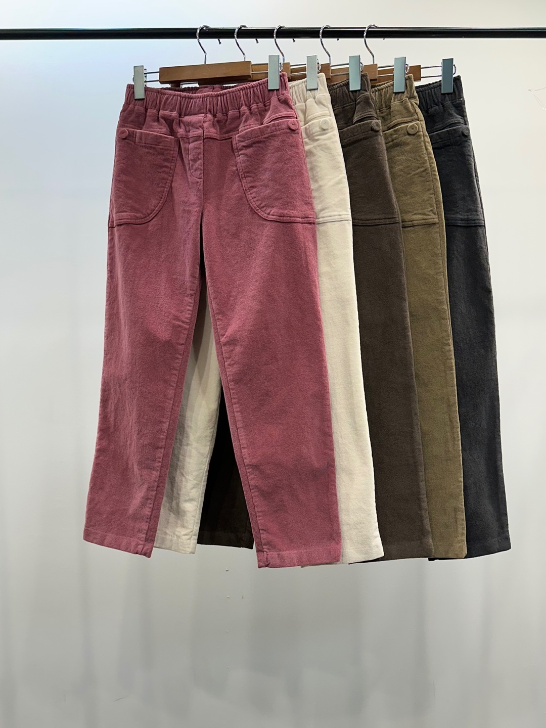 골덴기모 세미배기 밴딩 팬츠