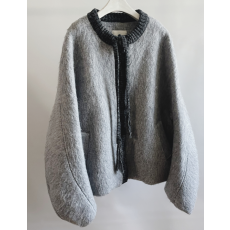 샤배색끈울자켓