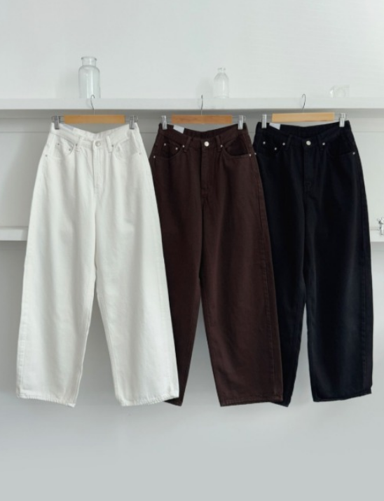 816번 면 로우 와이드 팬츠