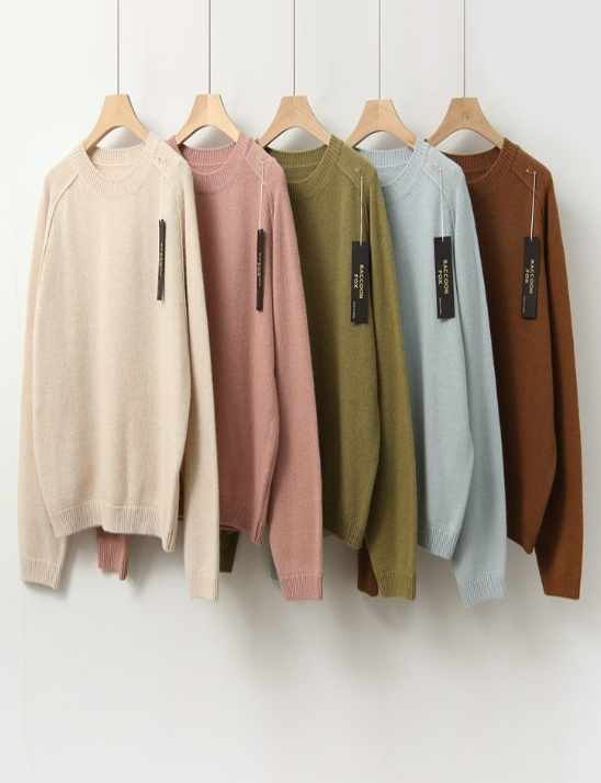 모수 라쿤혼방 라운드 니트